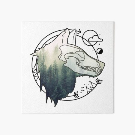 Wolf animal forest totem skull art Art Board Print