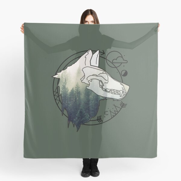 Wolf animal forest totem skull art Scarf
