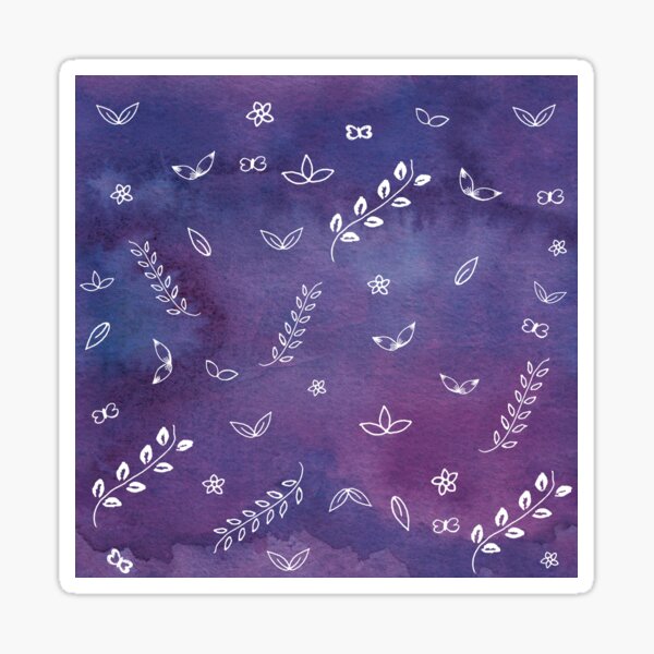 Purple Violet Watercolor Floral Cute Illustrations Art Sticker