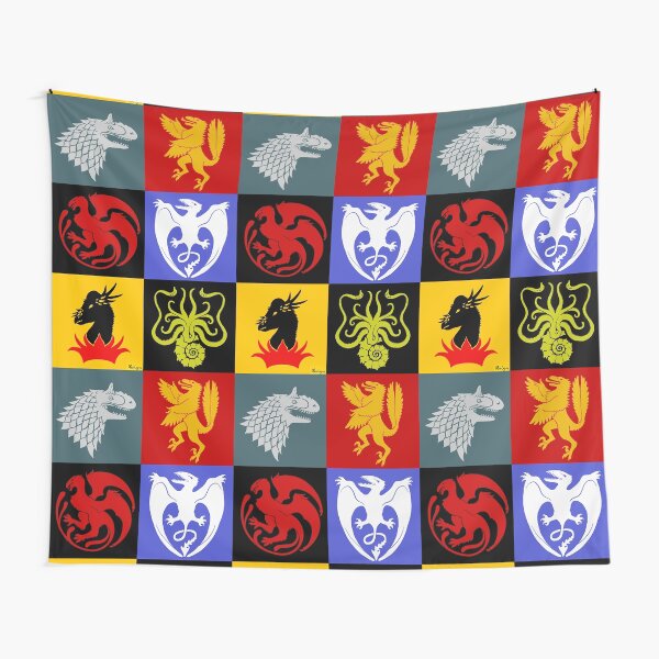 Coat of Arms Collage . Game of Thrones with dinosaurs Tapestry