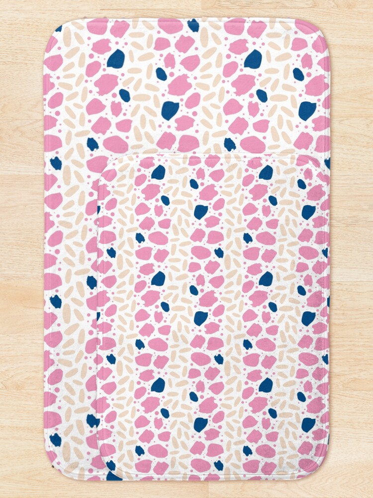 Thumbnail 5 of 6, Bath Mat, Abstract Lines and Dots in Peach designed and sold by tinytenacious.