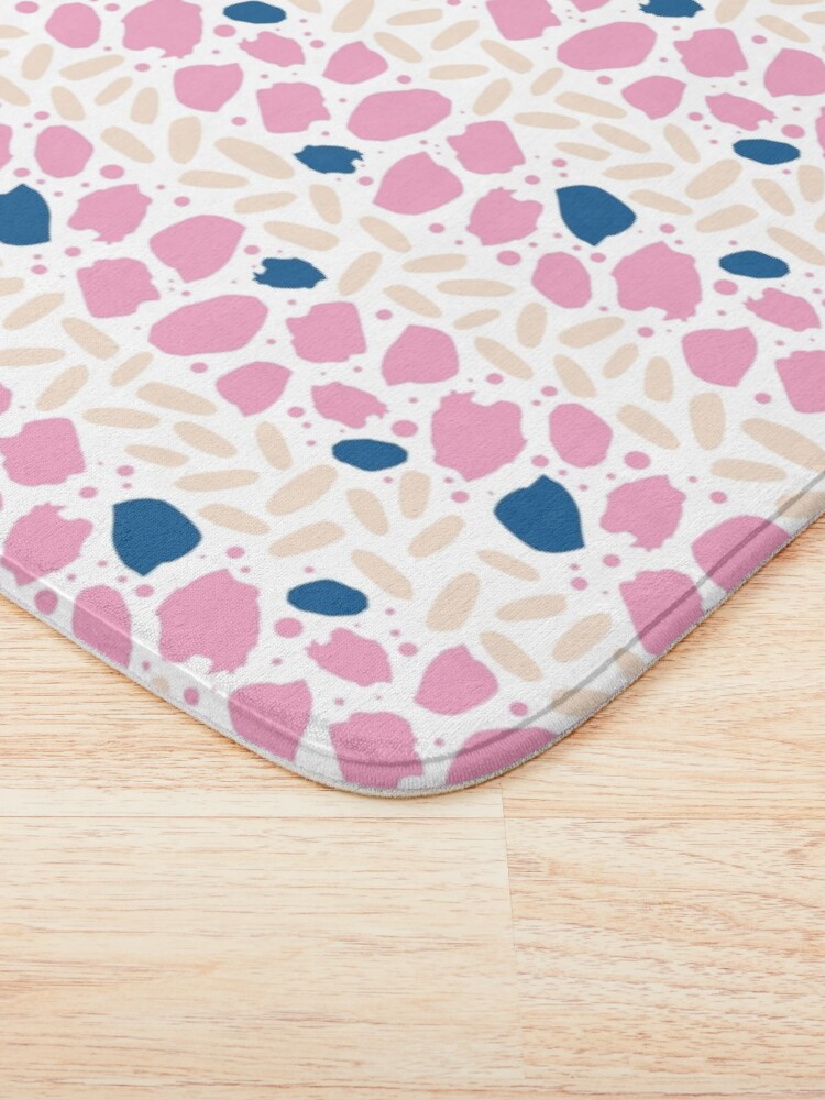 Thumbnail 3 of 6, Bath Mat, Abstract Lines and Dots in Peach designed and sold by tinytenacious.