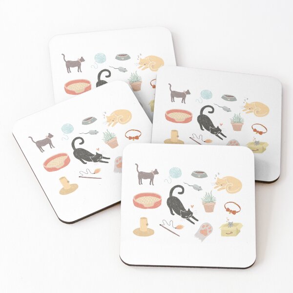 Item preview, Kitty cats accessories illustration designed and sold by pinapurri.