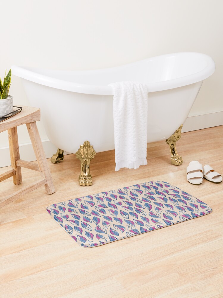 Thumbnail 2 of 6, Bath Mat, Abstract Falling Leafs Peach designed and sold by tinytenacious.