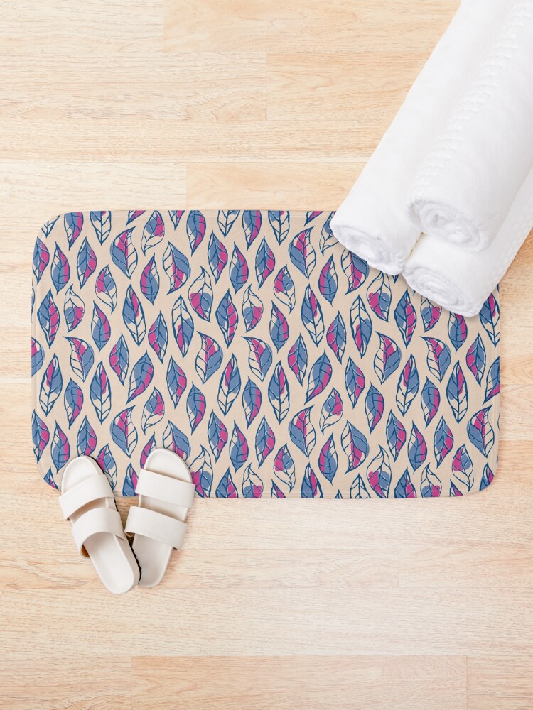 Thumbnail 1 of 6, Bath Mat, Abstract Falling Leafs Peach designed and sold by tinytenacious.