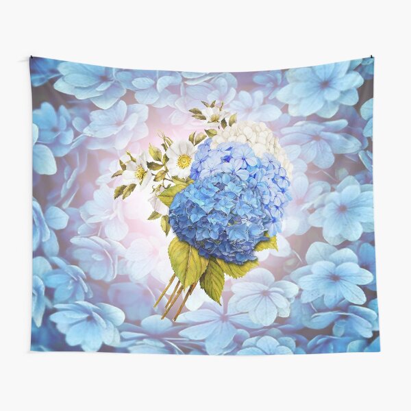 Blue Shades of Watercolor Hydrangeas  Tapestry