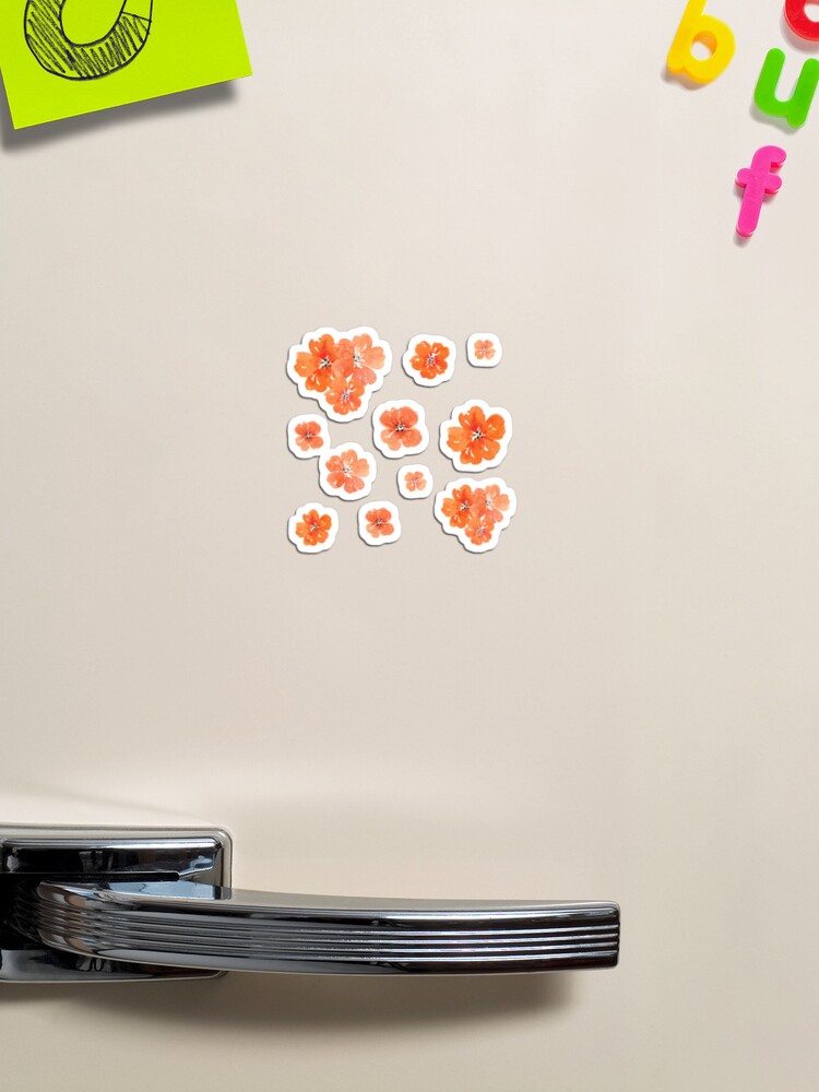 Imagen 1 de 3, Imán con la obra Pack de pequeñas flores de acuarela de color naranja, diseñada y vendida por ApricotBlossom.