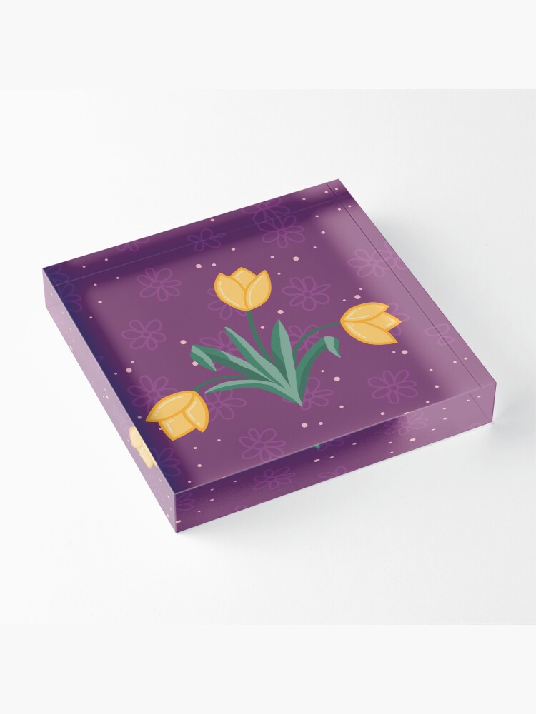 Thumbnail 3 of 5, Acrylic Block, Dutch Tulips in Purple designed and sold by tinytenacious.