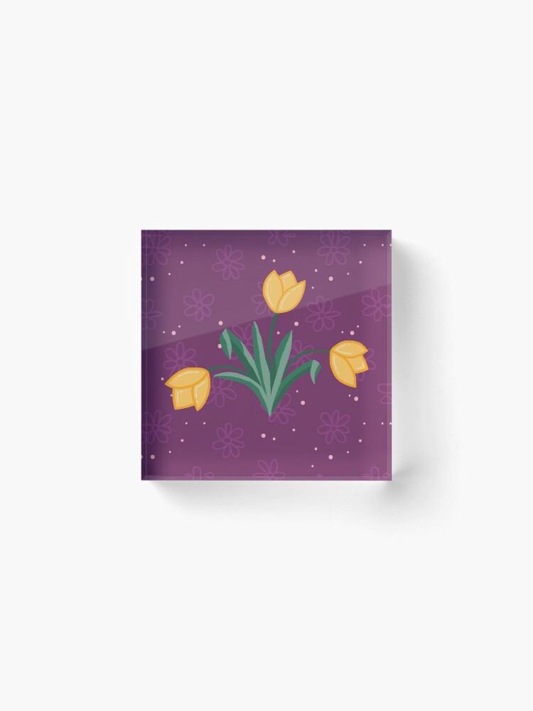 Thumbnail 2 of 5, Acrylic Block, Dutch Tulips in Purple designed and sold by tinytenacious.