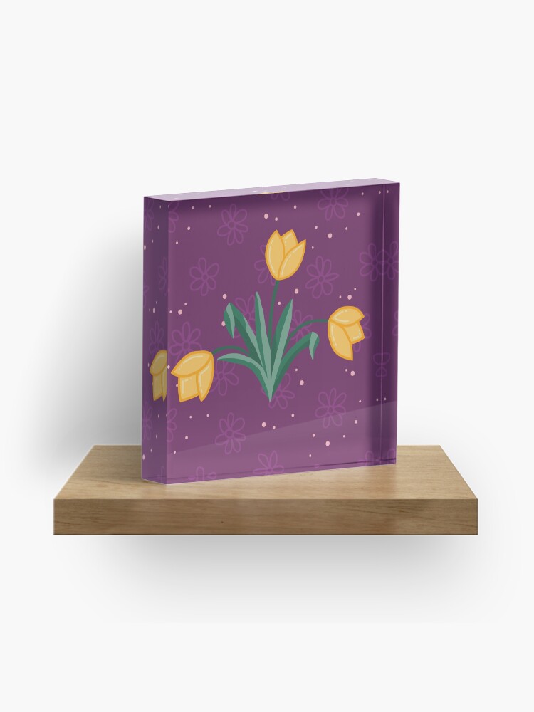 Thumbnail 1 of 5, Acrylic Block, Dutch Tulips in Purple designed and sold by tinytenacious.