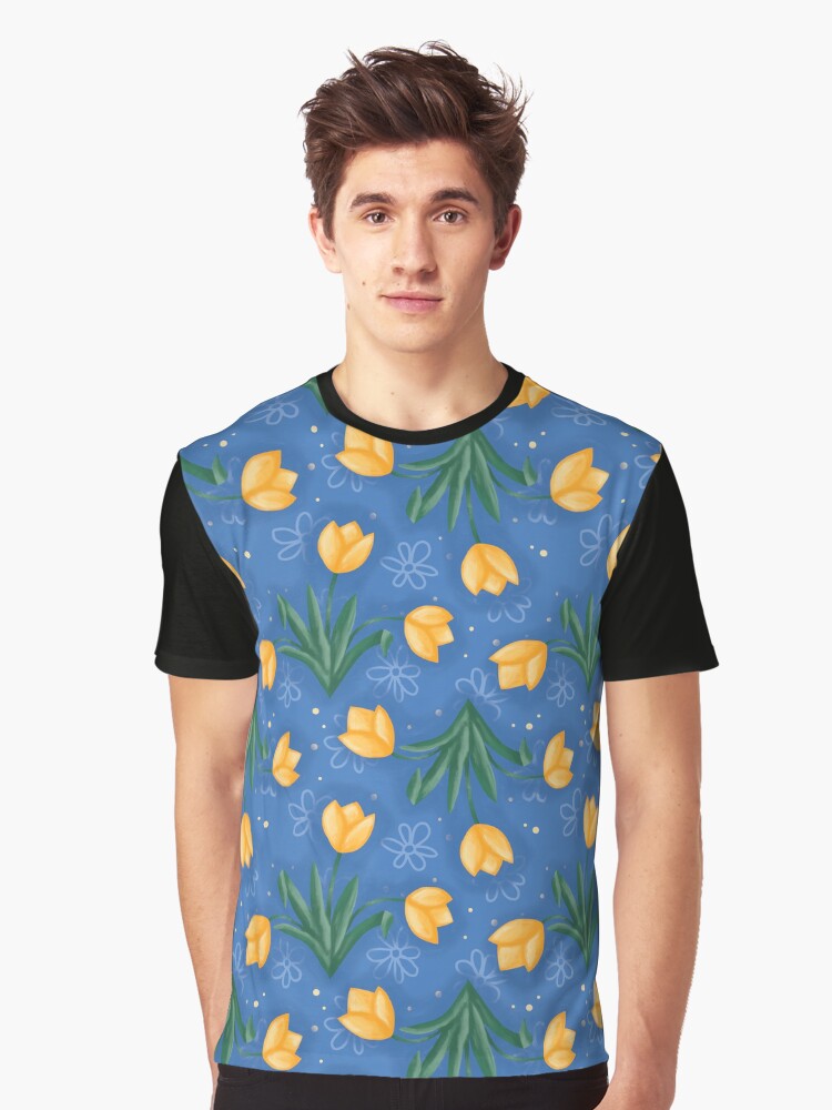 Thumbnail 1 of 5, Graphic T-Shirt, Dutch Tulips in Blue designed and sold by tinytenacious.