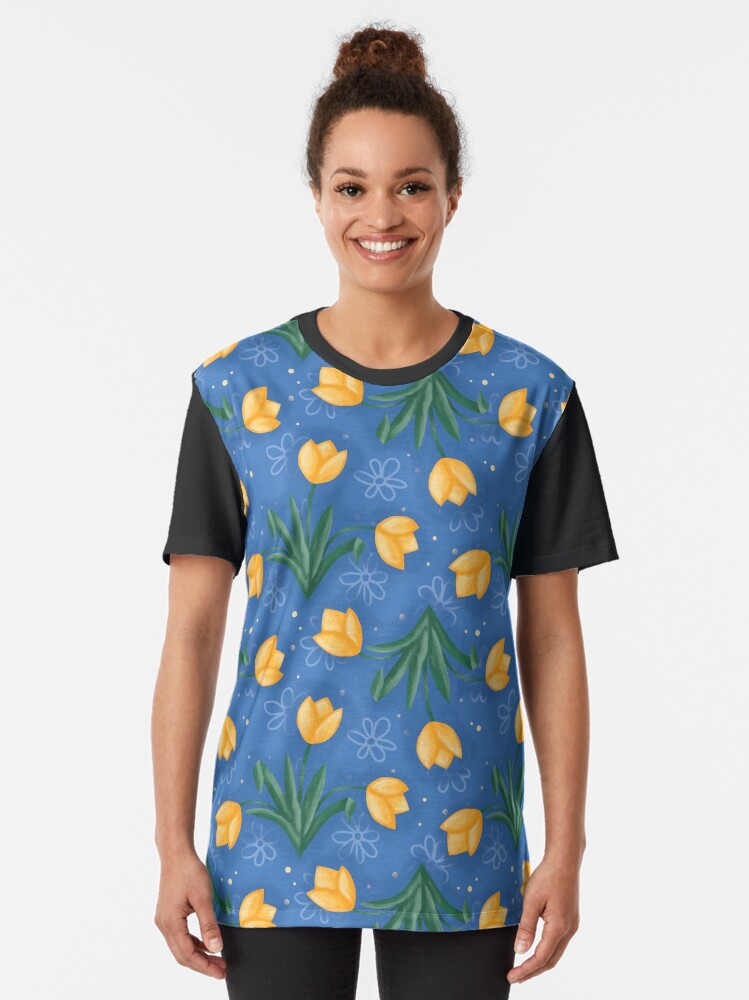 Thumbnail 2 of 5, Graphic T-Shirt, Dutch Tulips in Blue designed and sold by tinytenacious.