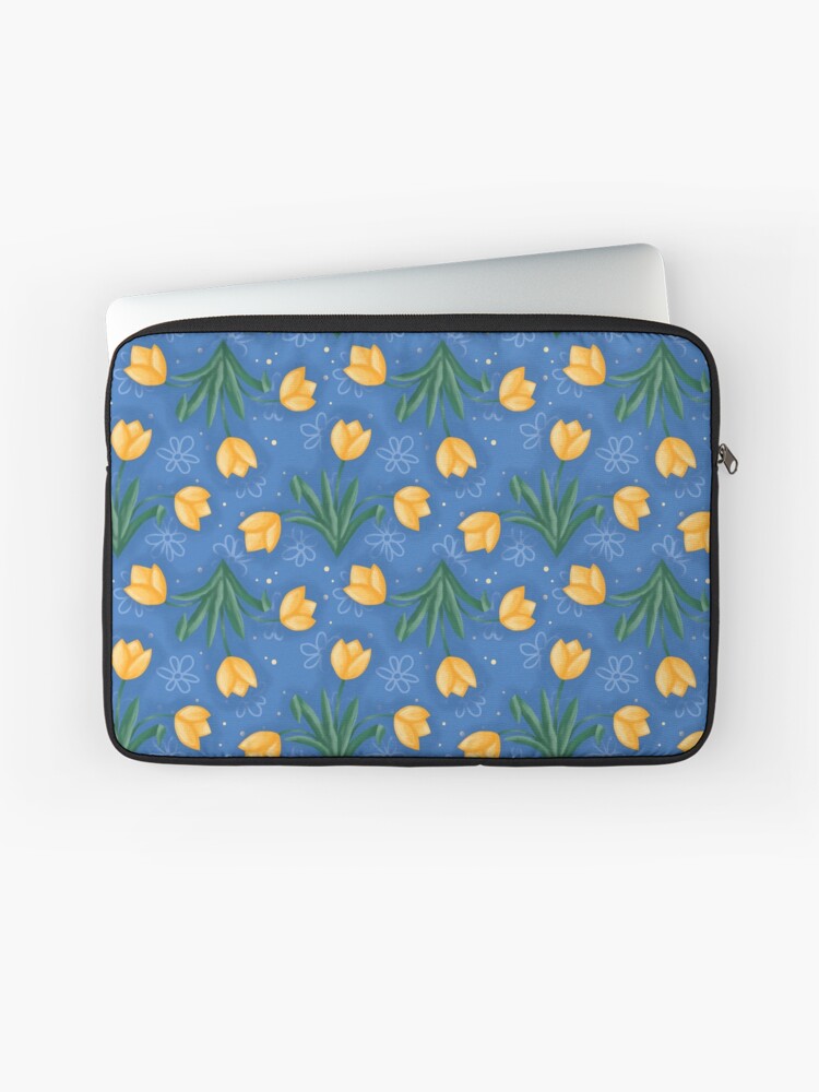 Thumbnail 1 of 2, Laptop Sleeve, Dutch Tulips in Blue designed and sold by tinytenacious.