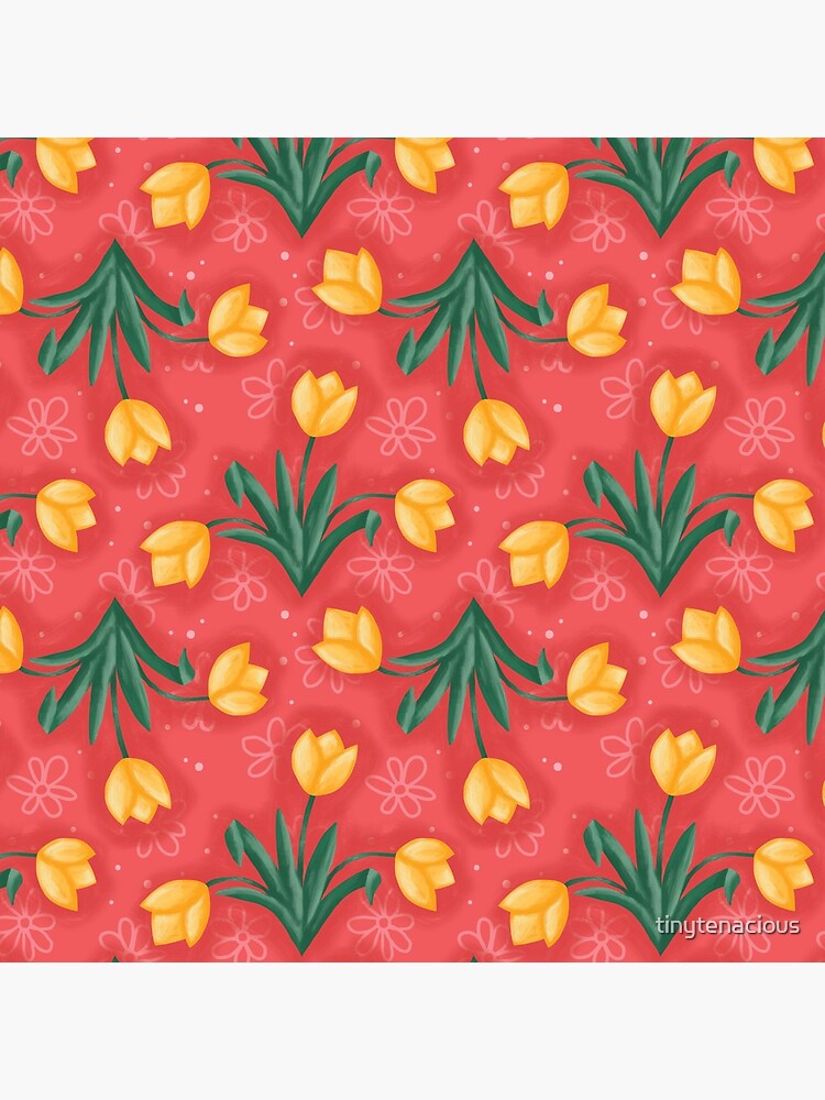 Thumbnail 4 of 4, Clock, Dutch Tulips in Red designed and sold by tinytenacious.