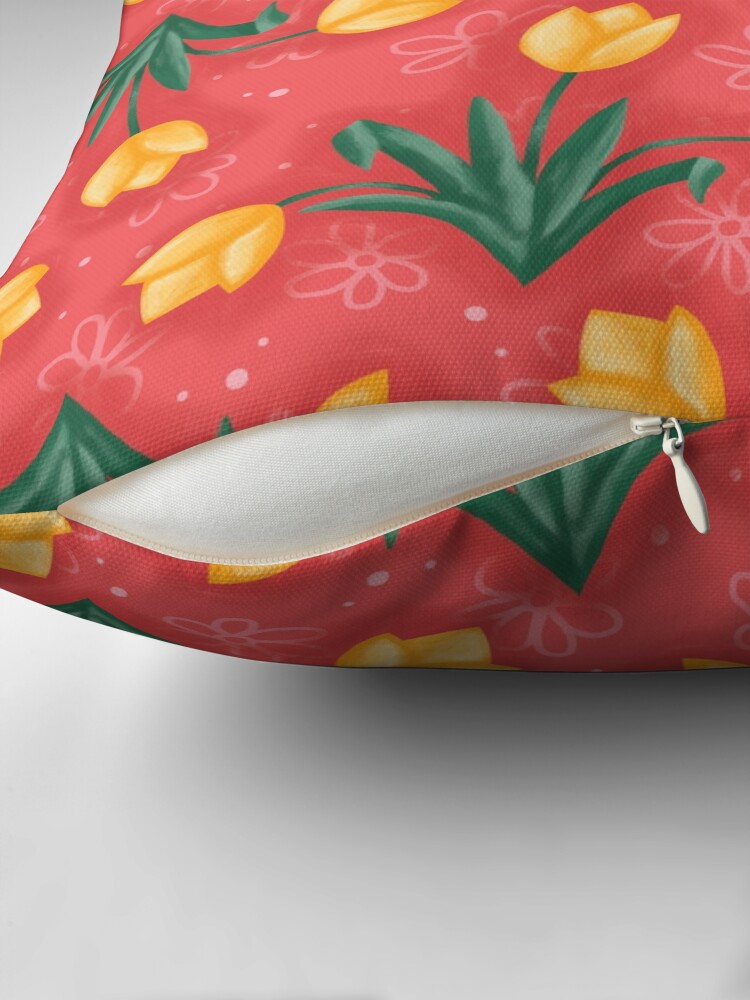 Thumbnail 2 of 4, Pillow, Dutch Tulips in Red designed and sold by tinytenacious.