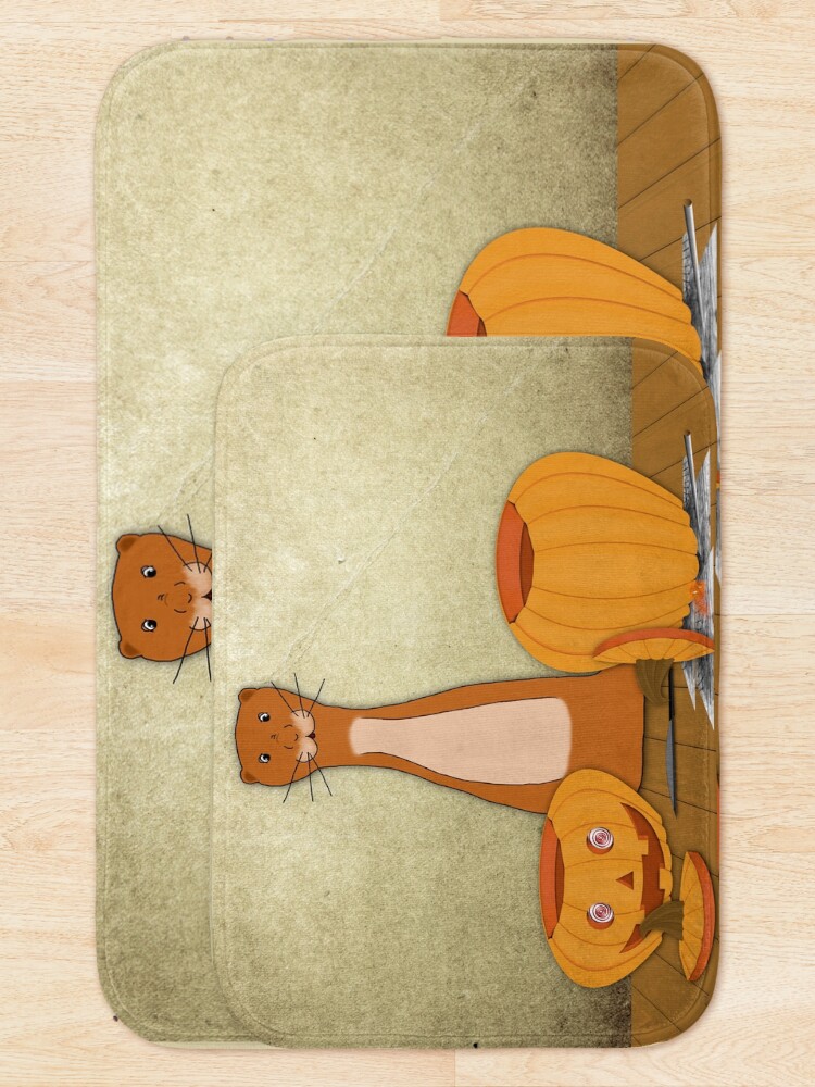 Alternate view of Oliver The Otter Carves a Pumpkin Bath Mat
