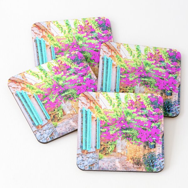 Item preview, Blue shutters and Bougainvillaea in Alacati, Turkey designed and sold by Kevin Hellon.