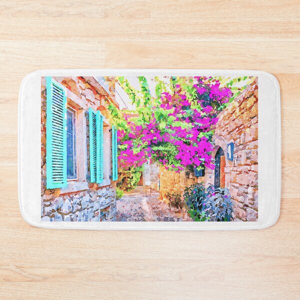 Item preview, Blue shutters and Bougainvillaea in Alacati, Turkey designed and sold by Kevin Hellon.