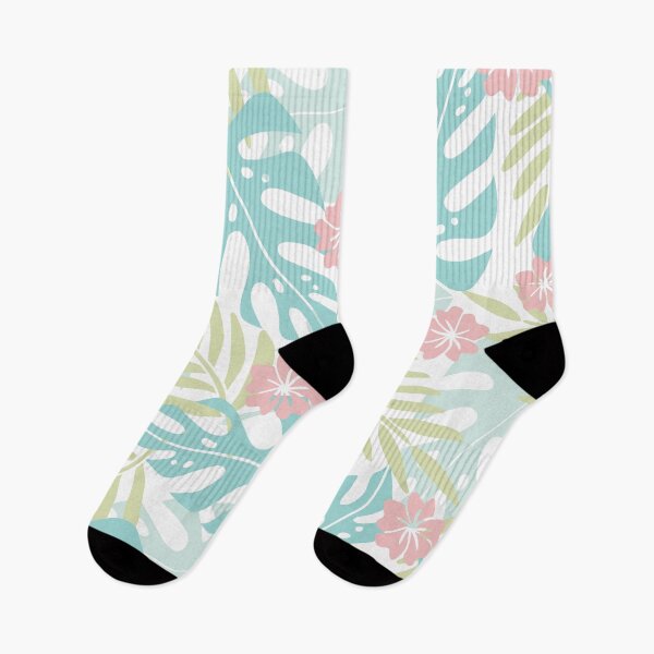 Item preview, 80s Pastel Paradise Tropical Leaves and Flowers designed and sold by Pink Pineapple Works.