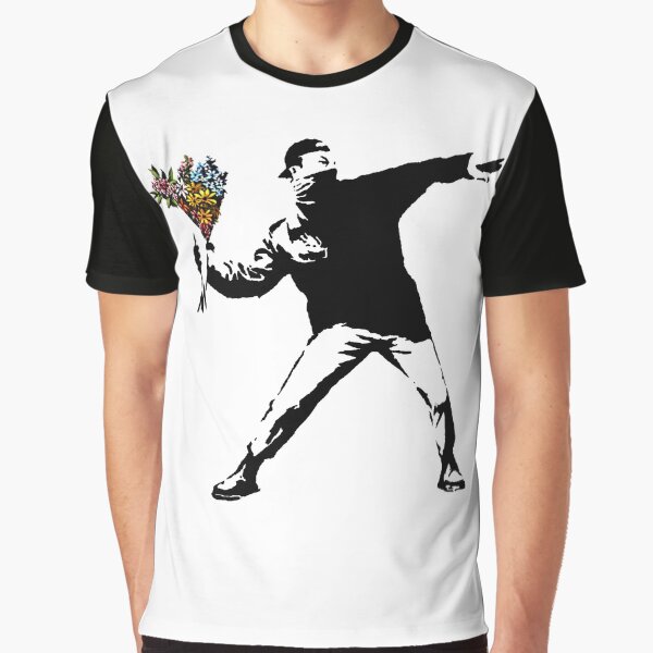 Banksy - Rage, Flower Thrower Graphic T-Shirt