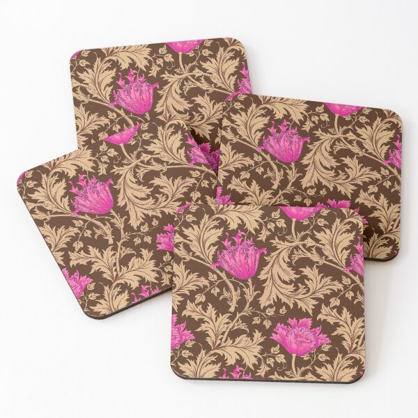 Item preview, William Morris Anemone, Brown and Fuchsia Pink designed and sold by Marymarice.