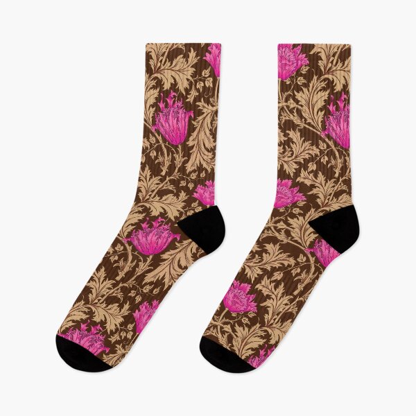 Item preview, William Morris Anemone, Brown and Fuchsia Pink designed and sold by Marymarice.
