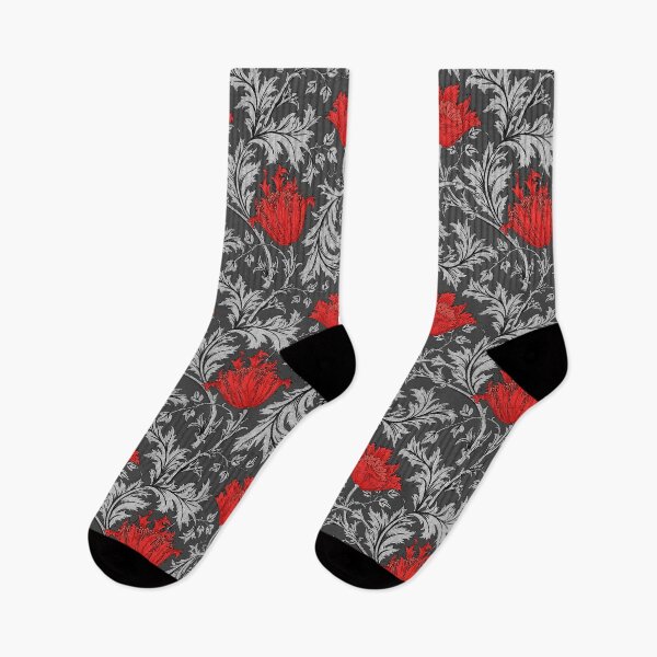 Item preview, William Morris Anemone, Gray / Grey and Red designed and sold by Marymarice.