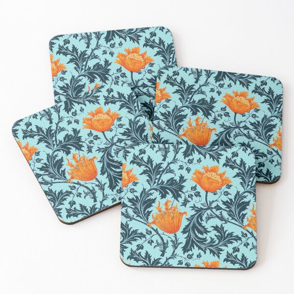 Item preview, William Morris Anemone, Indigo Blue and Coral designed and sold by Marymarice.