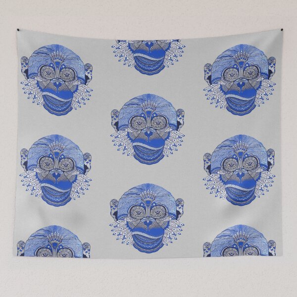 Item preview, MONKEY COLLECTION BLUE INDIE FEATHER designed and sold by Bebichic.