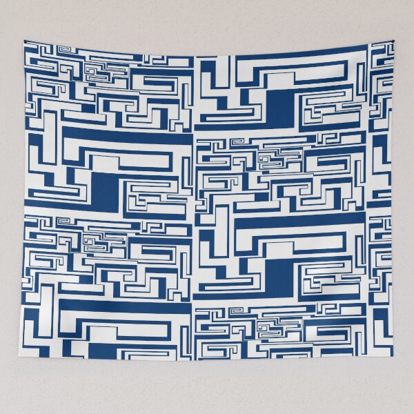 Item preview, Dark Blue Maze Continuous Line Design designed and sold by maiawright-art.