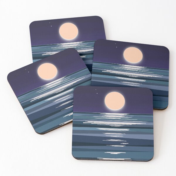 Item preview, "Nightswimming"Modern, Contemporary Artwork. Minimalist. Blue, black, moon, stars, full moon designed and sold by ModStudio.