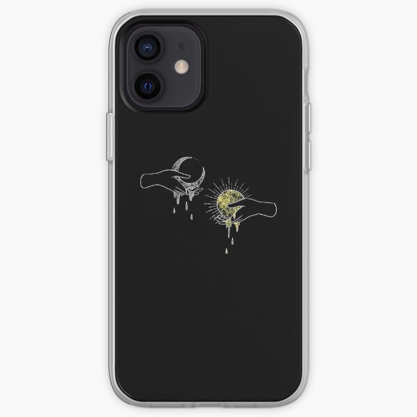 Moon and Sun. Celestial illustration of hands holding a dripping moon and sun iPhone Soft Case