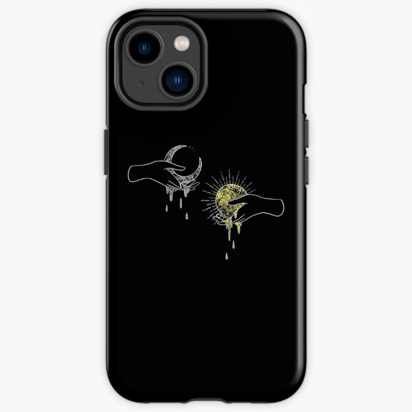 Moon and Sun. Celestial illustration of hands holding a dripping moon and sun iPhone Tough Case
