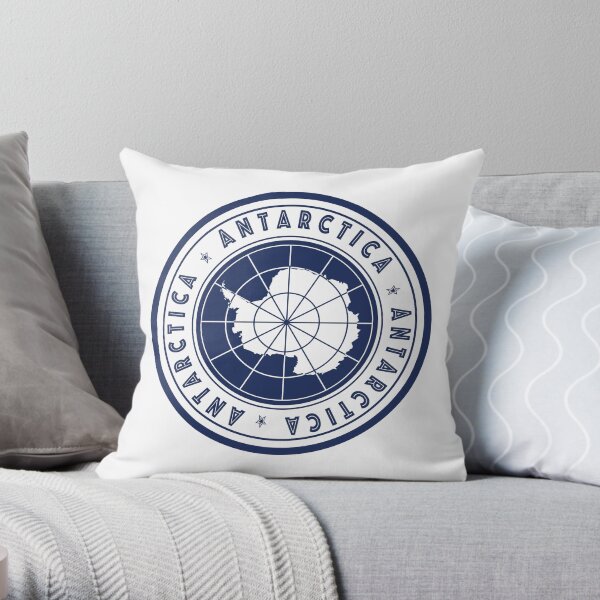 Round Antarctica flag design - Blue Throw Pillow