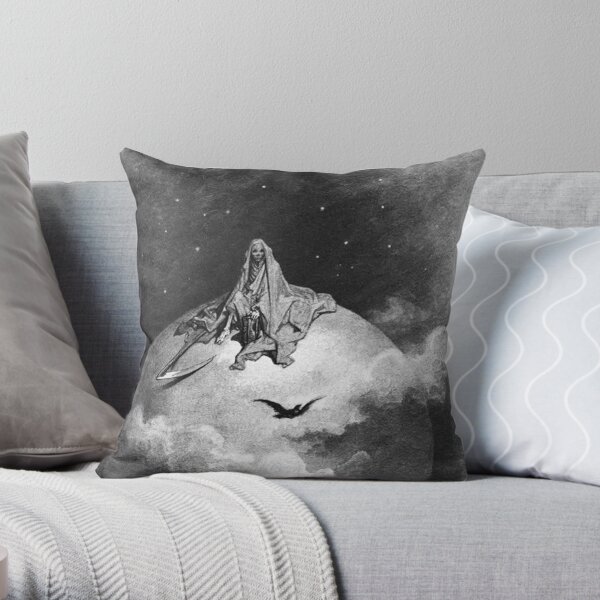 Gustave Dore. 1883, Illustration, Edgar Allan Poe, THE RAVEN. Throw Pillow