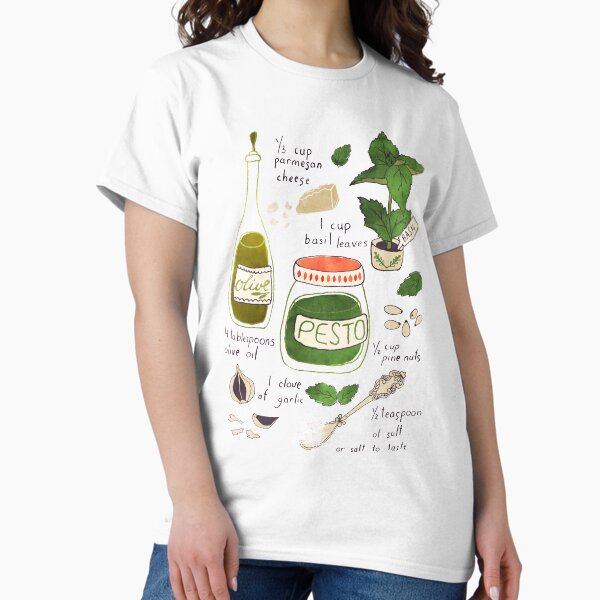 Pesto illustrated recipe. Classic T-Shirt