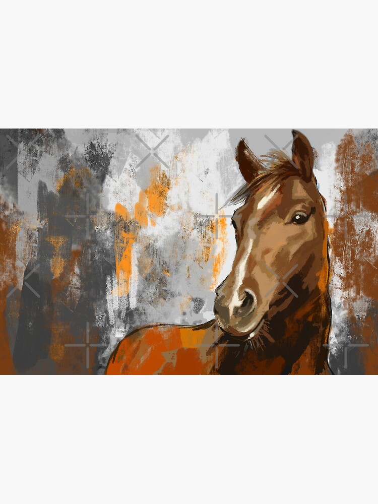 Aperçu 2 sur 2. Housse d'ordinateur avec l'œuvre Cheval rustique avec orange créée et vendue par jolart.