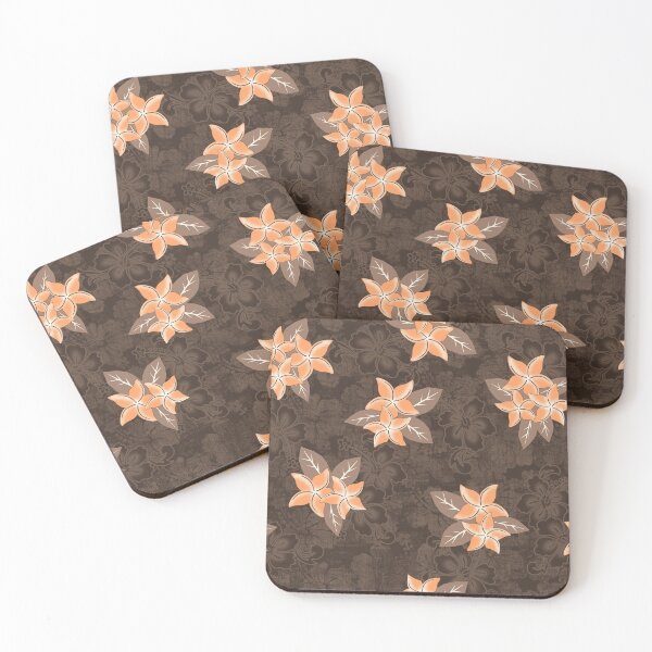 Item preview, Honolua Plumeria Hawaiian Tropical Print - Brown and Papaya designed and sold by DriveIndustries.
