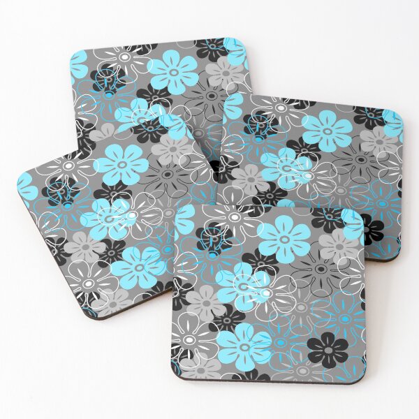 Item preview, Flower Rain Hawaiian Retro Floral - Gray, Turquoise and Black designed and sold by DriveIndustries.