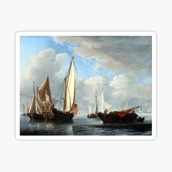 Willem van de Velde the Younger A Yacht and Other Vessels in a Calm Sticker
