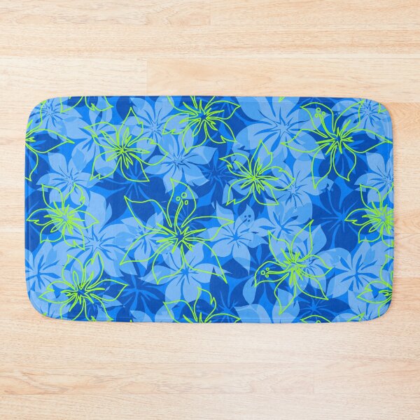 Item preview, Olowalu Hibiscus Hawaiian Aloha Shirt Print - Blue and Lime designed and sold by DriveIndustries.