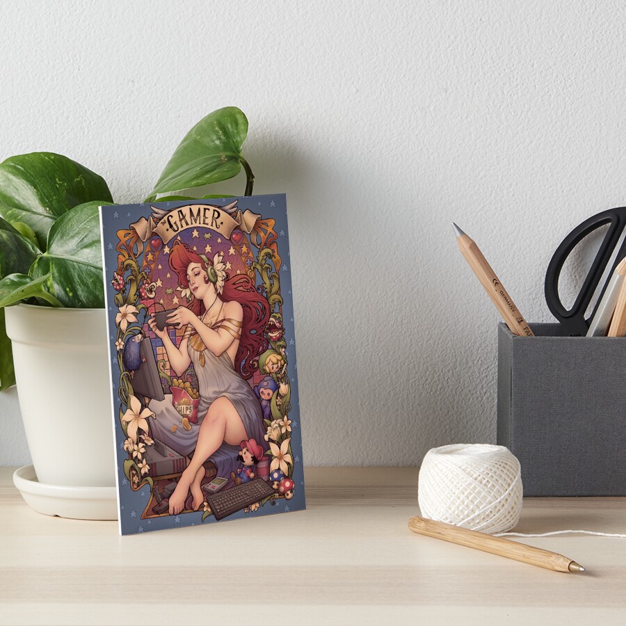 Gamer girl Nouveau Art Board Print