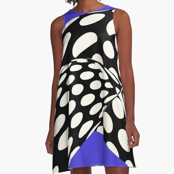 Wavy Dots on Blue A-Line Dress