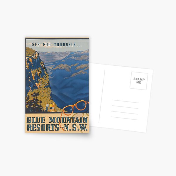 Item preview, Blue Mountains, Australia Vintage Travel Poster designed and sold by vintagevivian.