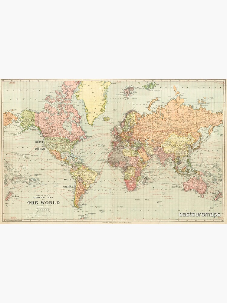 Vintage Colorful Historical World Map Premium Matte Vertical Poster