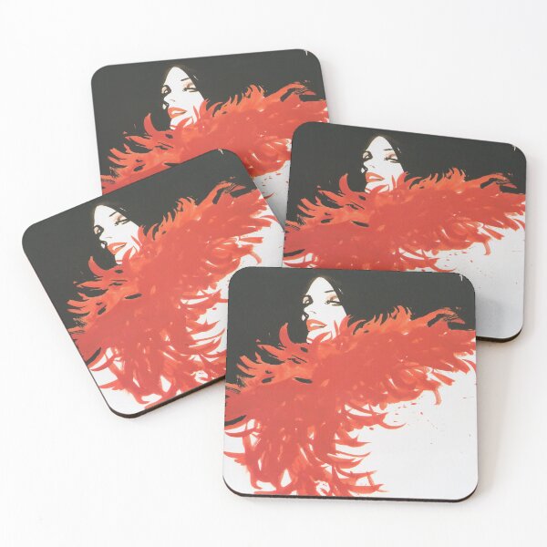 Item preview, Retro Fashion Woman with Red Feather Boa Vintage Fashion Art designed and sold by vintagevivian.