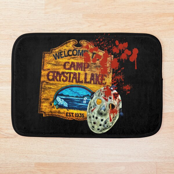 Friday The 13th, Camp Crystal Lake, Jason Voorhees Mask, Movie Fan Art Bath Mat