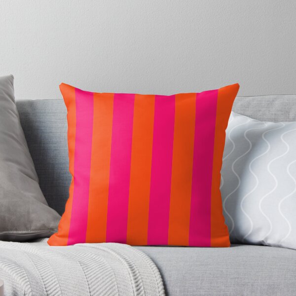 Aperçu de l'œuvre Tente Cabana verticale rayée rose fluo et orange vif créée et vendue par podartist.