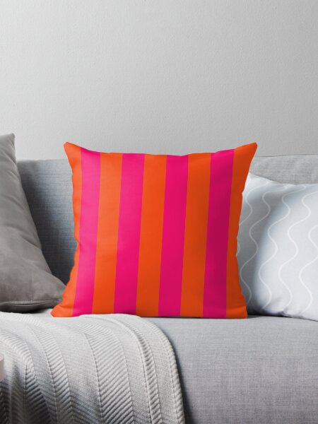 Vista previa del artículo con la obra «Rayas de carpa de cabaña vertical rosa y naranja neón brillante», diseñado y vendido por podartist.