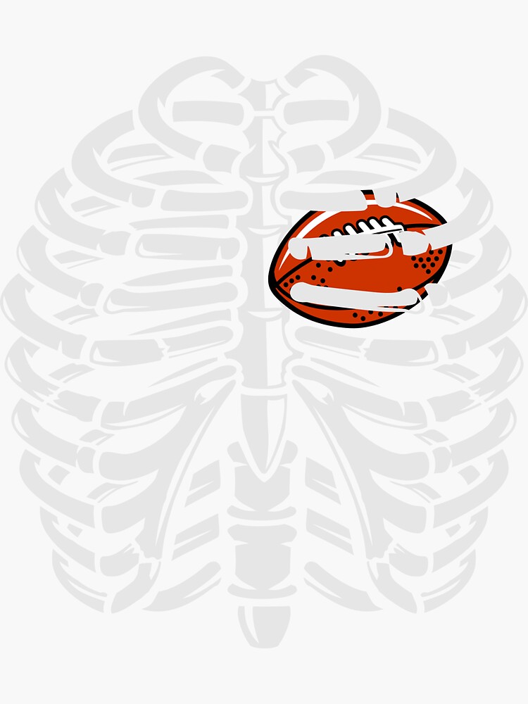 "Football Heart in Ribcage Halloween American Football" Sticker for